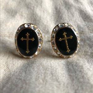 Black & Gold Cross Cuff Links
